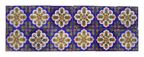 Shivkripa Blue Art Pottery Ceramic Handmade Tiles Pack of 12 SKT58