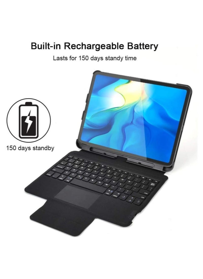 Detachable Wireless Keyboard Case with Touch Pad for iPad Pro 11" (2022/2021/2020/2018), Slim Shell Smart Protected Keyboard Case with Apple Pencil Holder support Charging