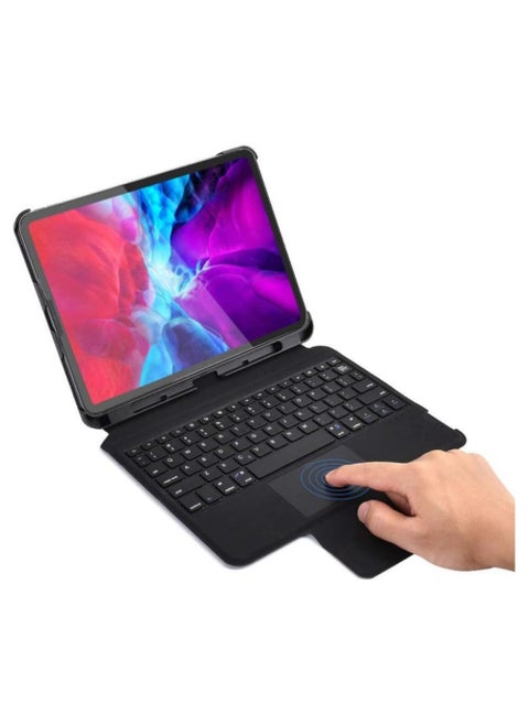 Detachable Wireless Keyboard Case with Touch Pad for iPad Pro 11" (2022/2021/2020/2018), Slim Shell Smart Protected Keyboard Case with Apple Pencil Holder support Charging
