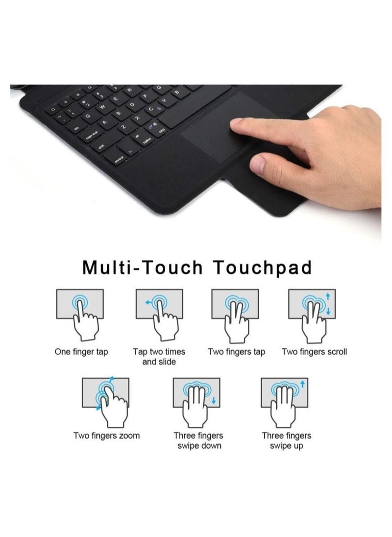 Detachable Wireless Keyboard Case with Touch Pad for iPad Pro 11" (2022/2021/2020/2018), Slim Shell Smart Protected Keyboard Case with Apple Pencil Holder support Charging