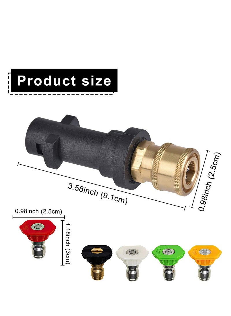Y&D - Pressure Washer Adapter, Quick Connect Adapter with 5 Power Nozzle Tips Multiple Degrees, 1/4'' Female Fitting, for Karcher K Series K2 K3 K4 K5 K6 K7 - Image 1