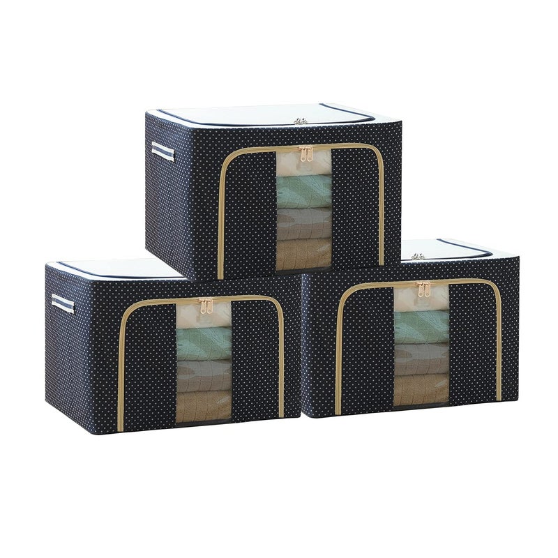 Shree Hari Shree Hari Foldable Steel Frame Clothes Organizer Storage Box for Wardrobe Saree Shirts and Blankets 66 Ltr Pack of 2  - Image 2