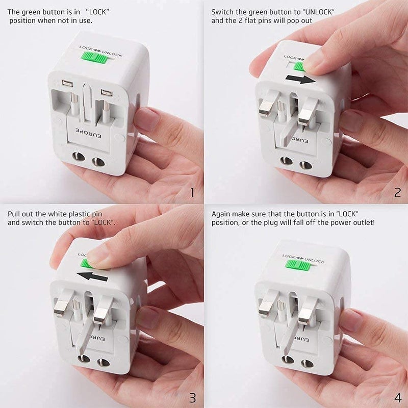 Heiter Universal Travel Adaptor Rectangle Travel Adaptor International Travel Adaptor MultiCountry Travel Adaptor Portable Travel Adaptor Compact Travel Adaptor - Image 3