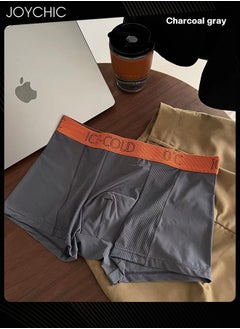 Joychic 3-Piece Ice Silk Medium Waist Panties Breathable Quick-drying Men Teenager Boys Boxer Brief Antibacterial Underwear Set Blue+Black+Dark Grey  - Image 2