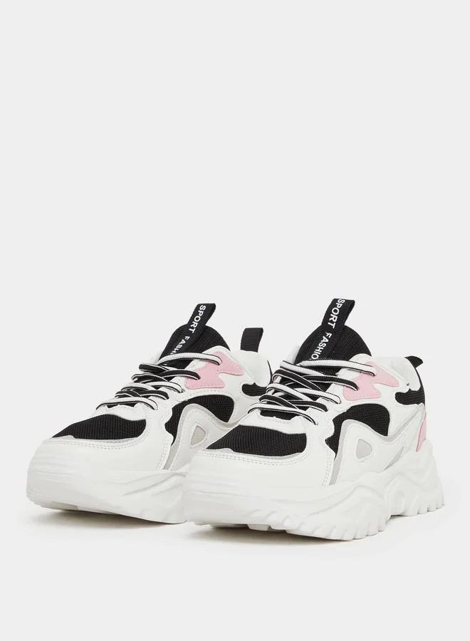 ستايلي Styli Chunky Sole Lace Up Sneakers