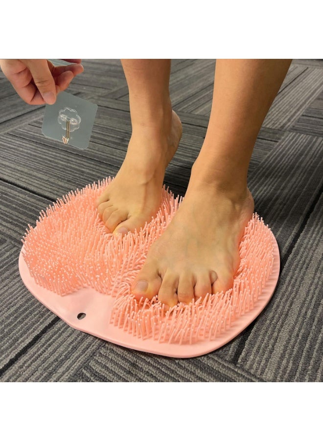 2PACK Shower Foot Scrubber Mat Back Washer Back Exfoliating Bath Wash Pad Wall Mounted Slip Suction Cups Foot Scrubber for Use in Shower Cups Foot Cleaner for Men and Women - Image 5