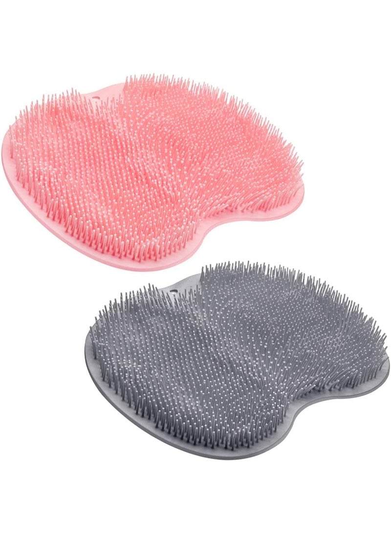 2PACK Shower Foot Scrubber Mat Back Washer Back Exfoliating Bath Wash Pad Wall Mounted Slip Suction Cups Foot Scrubber for Use in Shower Cups Foot Cleaner for Men and Women - Image 1