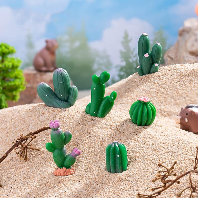 JARPSIRY 12 Pcs Mini Resin Cactus Miniature Figurines, Cute Small Cactus Figures Cake Topper, DIY Micro Landscape Desert Decor Home Fairy Garden Plant Pots Bonsai Crafts - Image 3