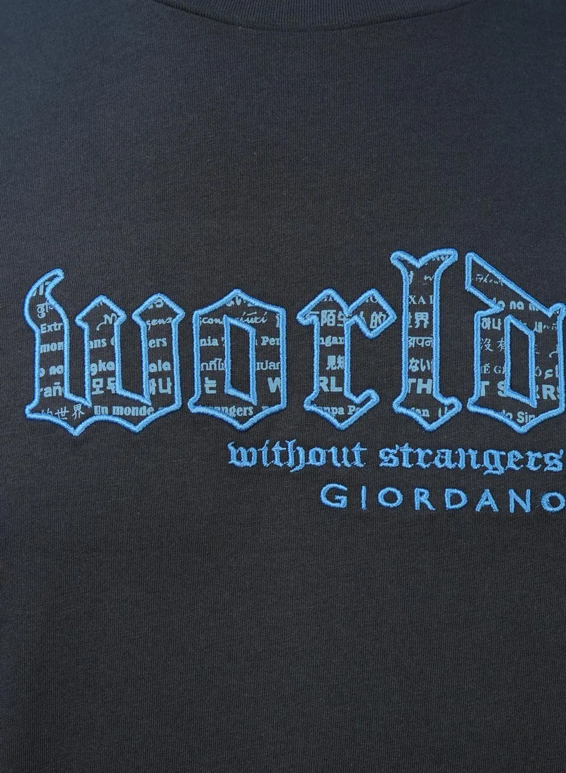 GIORDANO  Men's Slim Fit Cotton Jersey Crew Neck Print Tee | WWS Graphic for Men | Best Price UAE