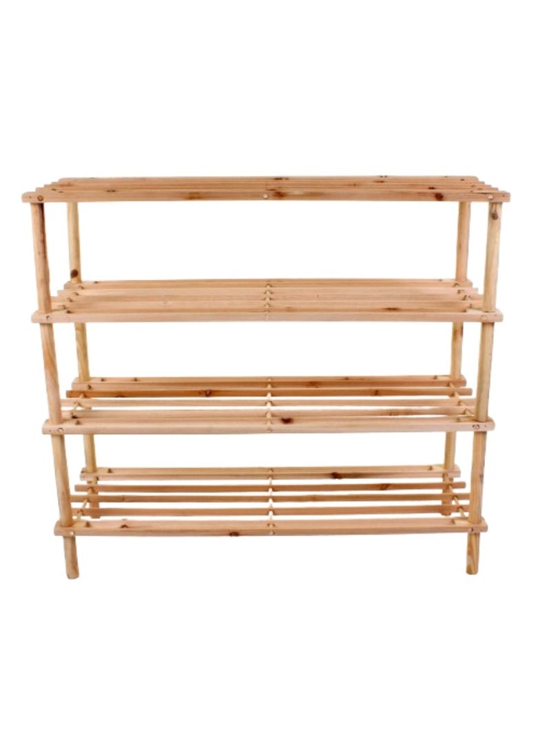 4 Tier Wooden Shoe Rack Light Brown - Image 1