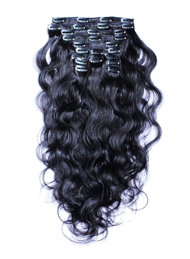 NIBEMINENT Clip In Natural Human Hair Extension Black 24inch - Image 1