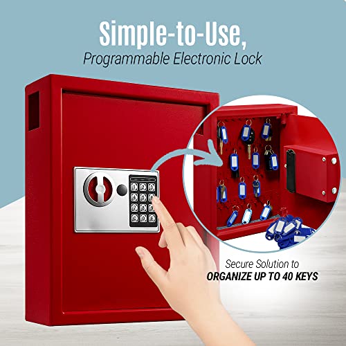 Adiroffice Key Holder Wall Mount - 40-keys Lock Box with Code, Key Cabinet Wall Mount, Valet Parking Key Box, Car Dealer Key Cabinet - Space Saving Locking Key Box Wall Mount with Digital Lock - Image 5