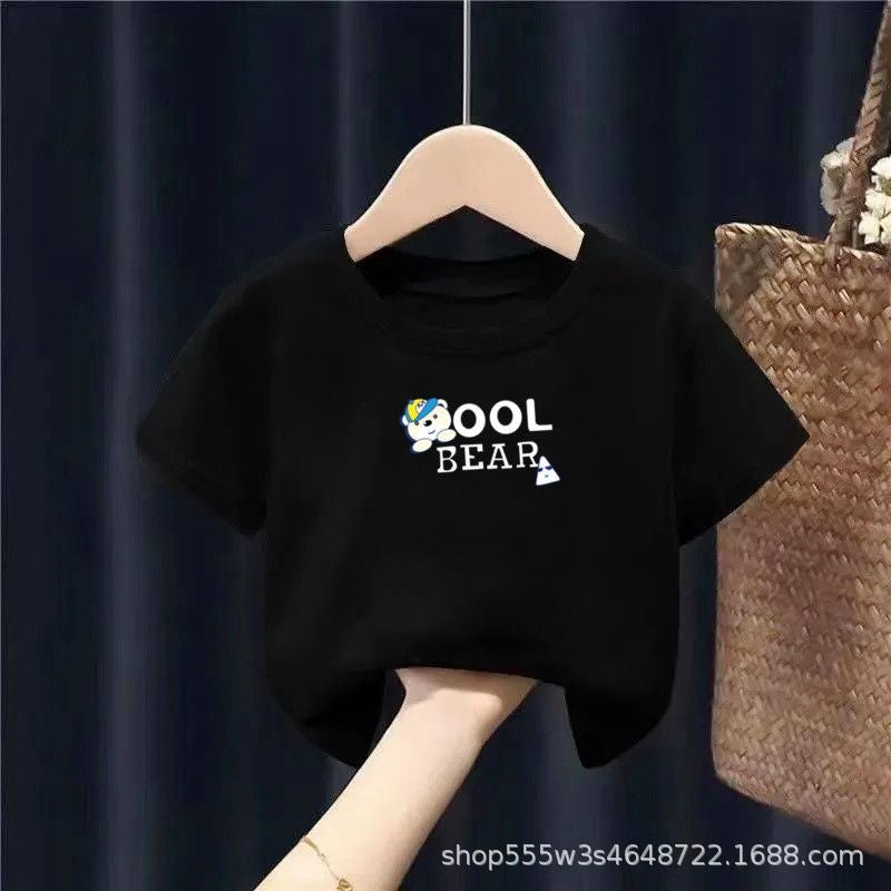 Cotton Children'S Short-Sleeved T-Shirt 2024 Style Small And Medium-Sized Children'S Top Half-Sleeved Baby Base Shirt For Boys And Girls - Image 1