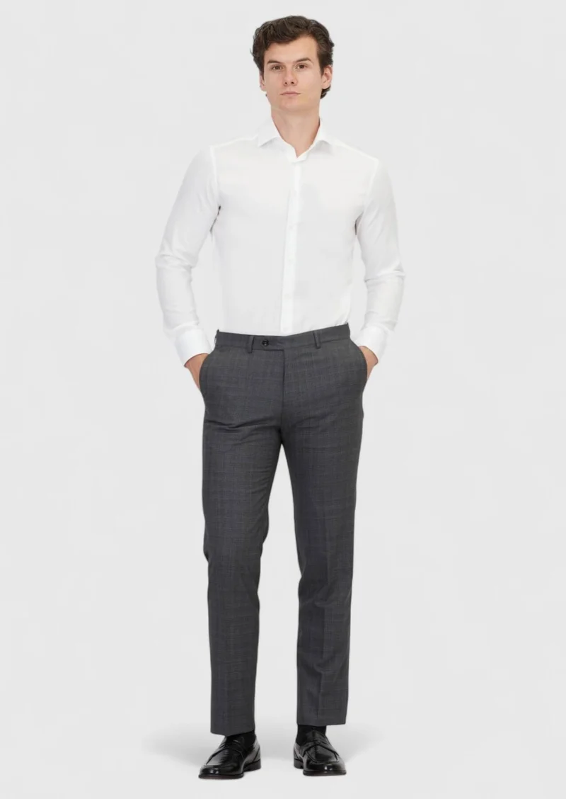 RAMSEY White Regular Fit Long Weaving Classical 100% Cotton Shirt