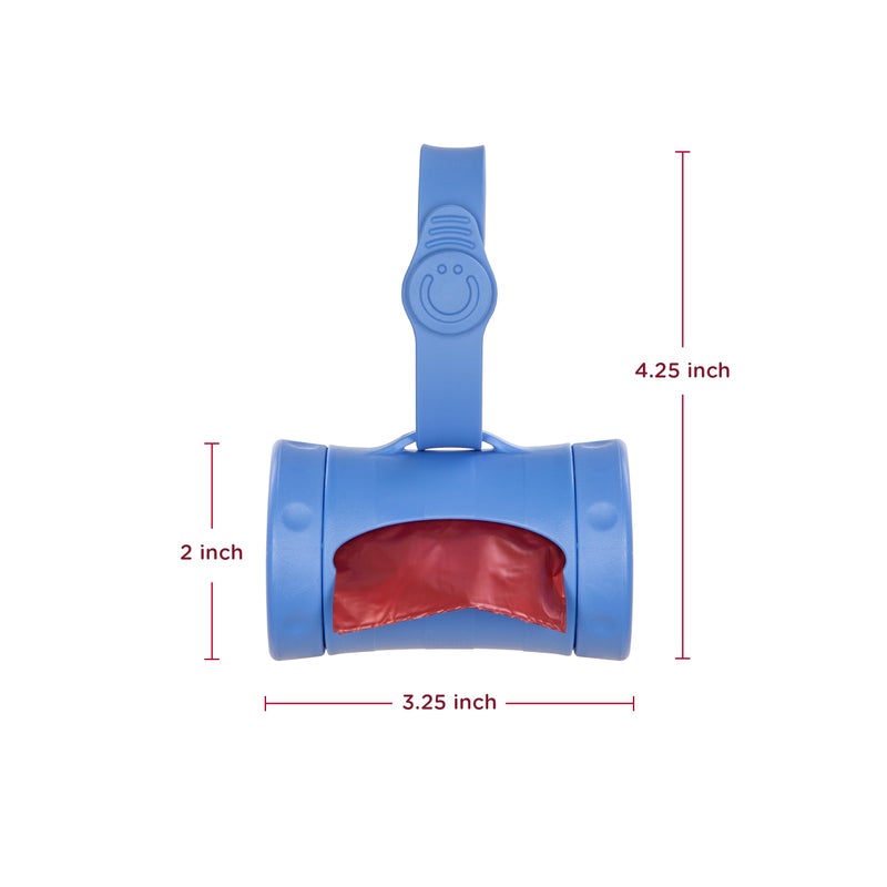 Ubbi Retractable Dog Poop Bag Holder and Dispenser with Silicone Strap Leash Attachment, Includes 2 Rolls of Lavender Scented Leakproof Waste Bags, Blue - Image 2