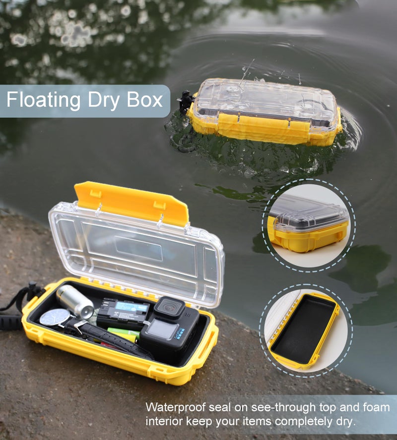 Byrixk Dry Box Waterproof Box for Kayaking Boat Waterproof Phone Case Watertight Storage Container Diving Dry Boxes Yellow Protective Case, 9" L x 5" W x 2" H - Image 3