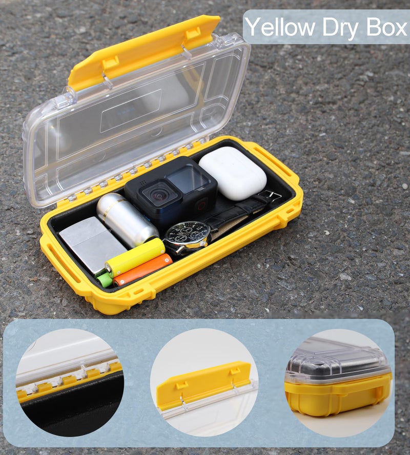 Byrixk Dry Box Waterproof Box for Kayaking Boat Waterproof Phone Case Watertight Storage Container Diving Dry Boxes Yellow Protective Case, 9" L x 5" W x 2" H - Image 5