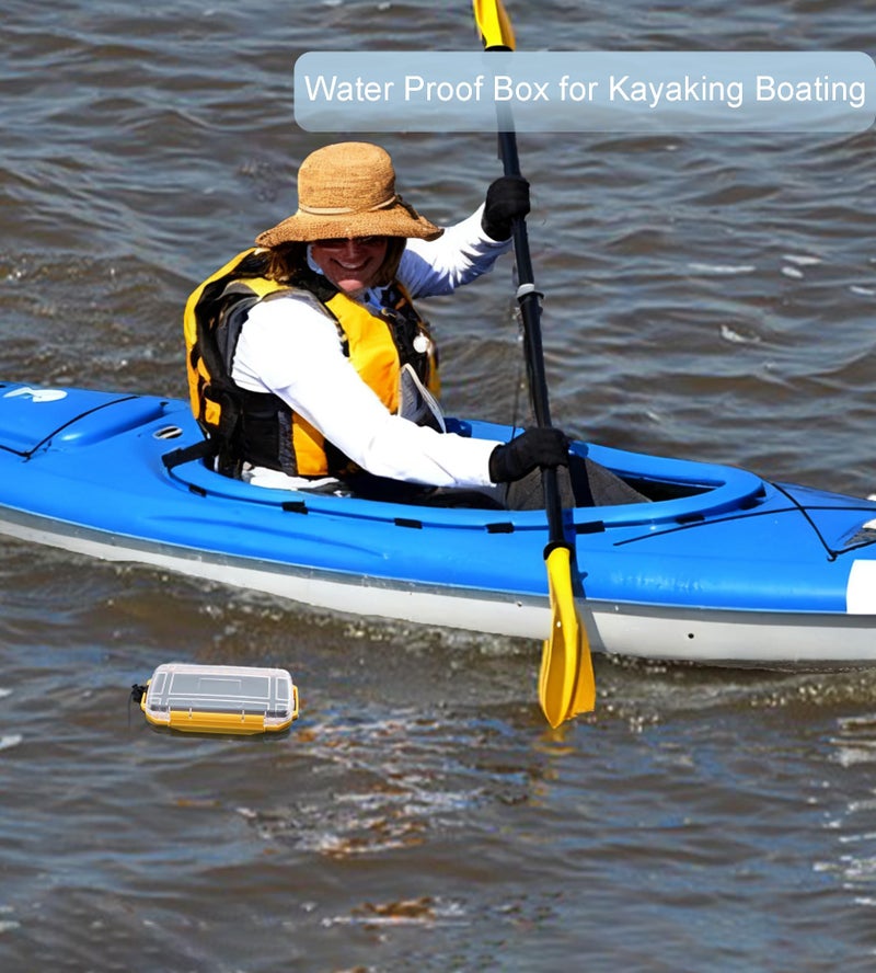Byrixk Dry Box Waterproof Box for Kayaking Boat Waterproof Phone Case Watertight Storage Container Diving Dry Boxes Yellow Protective Case, 9" L x 5" W x 2" H - Image 4