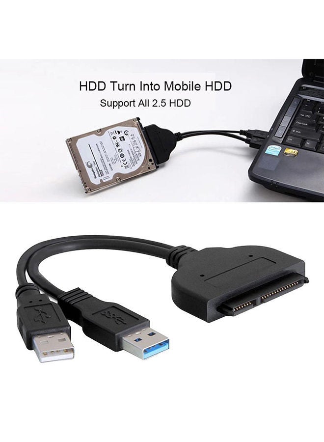 NIBEMINENT USB 3.0 To SATA 22-Pin 2.5 Inch Hard Disk Driver Adapter with Power Cable Black  - Image 2