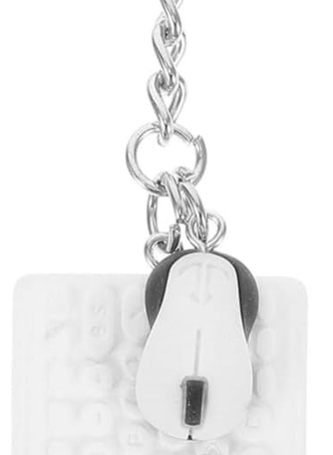 White Cute Miniature Keyboard Keychain Bag Charm Tiny Mouse Key Chain - Image 1