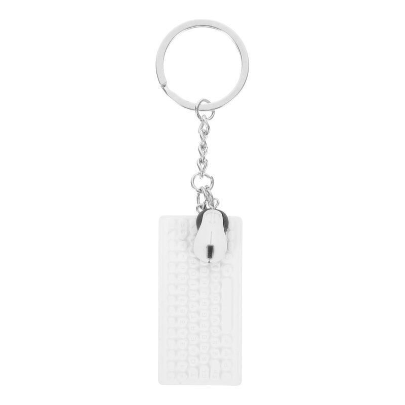 White Cute Miniature Keyboard Keychain Bag Charm Tiny Mouse Key Chain - Image 2
