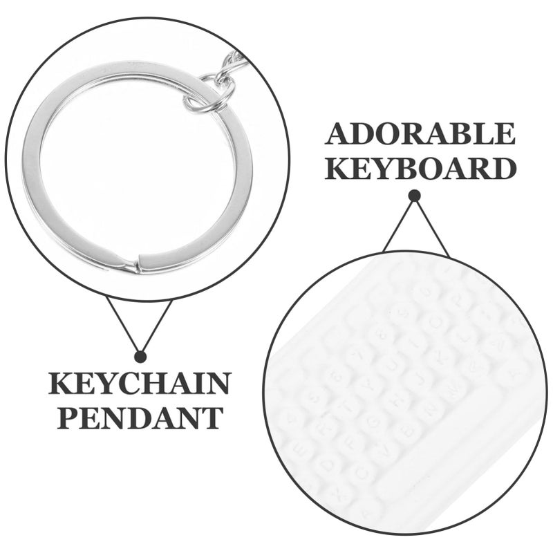 White Cute Miniature Keyboard Keychain Bag Charm Tiny Mouse Key Chain - Image 4
