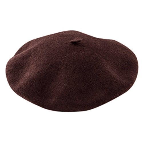 ICSTH Womens Solid Color Wool French Beanie Cap Hat Brown - Image 2