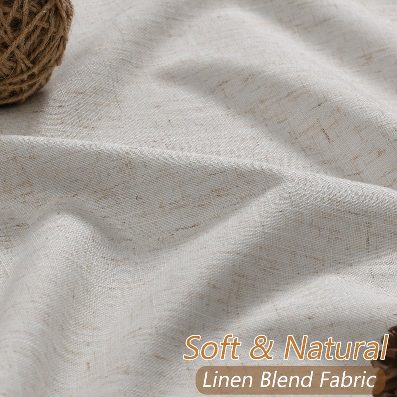 Guken Light Beige 100% Blackout Curtains 84 Inch Long 2 Panels Set for Living Room Bedroom Back Tab Room Darkening Winter Thermal Insulated Netural Black Out Linen Drapes Window Curtain, 52x84 - Image 3
