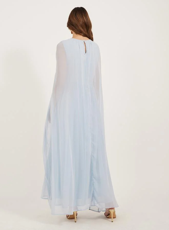 Styli Embellished Cape Sleeves A-Line Maxi Dress