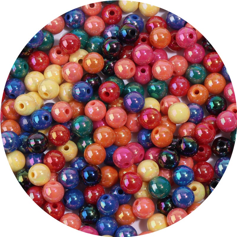 Yumttero 500PCS 8mm AB Color Acrylic Round Craft Beads Spacer Beads with Hole for DIY Bracelet Necklace Earrings Keychain Women Jewelry Making SuppliesAB Deep Mixed Color - Image 3