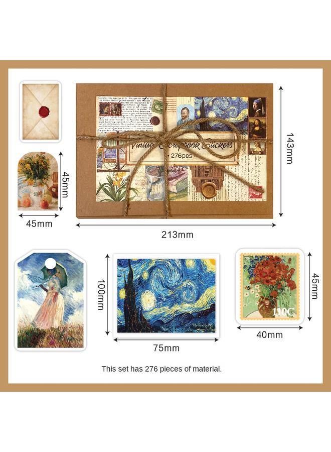 Bluejw Cross-border Hand Account Collage 276 Boxed Creative Retro Oil Painting Art Starry Sky Diy Hand Account Material Paper Sticker Paper Bag - Image 3