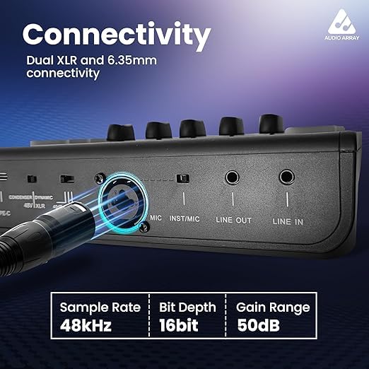 Audio Array Streaming Bundle Kit | USB Condenser Mic & RGB Sound Card with Phantom Power, Voice Effects, Real-Time Monitoring | for Podcasting, Gaming, YouTube & Live Streaming - GB-05 - Image 4