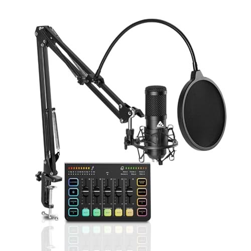 Audio Array Streaming Bundle Kit | USB Condenser Mic & RGB Sound Card with Phantom Power, Voice Effects, Real-Time Monitoring | for Podcasting, Gaming, YouTube & Live Streaming - GB-05 - Image 1