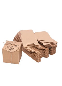 Y&D 50pcs Small Candy Boxes,Travel Suitcase Favor Boxes with Burlap Twine, Mini Vintage Kraft Candy Favor Boxes Gift Bags for Wedding Bridal Shower Travel Theme Party Supplies Party Rustic Candy Boxes  - Image 1