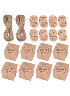 Y&D 50pcs Small Candy Boxes,Travel Suitcase Favor Boxes with Burlap Twine, Mini Vintage Kraft Candy Favor Boxes Gift Bags for Wedding Bridal Shower Travel Theme Party Supplies Party Rustic Candy Boxes  - Image 3