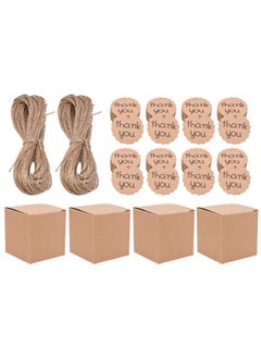 Y&D 50pcs Small Candy Boxes,Travel Suitcase Favor Boxes with Burlap Twine, Mini Vintage Kraft Candy Favor Boxes Gift Bags for Wedding Bridal Shower Travel Theme Party Supplies Party Rustic Candy Boxes  - Image 2