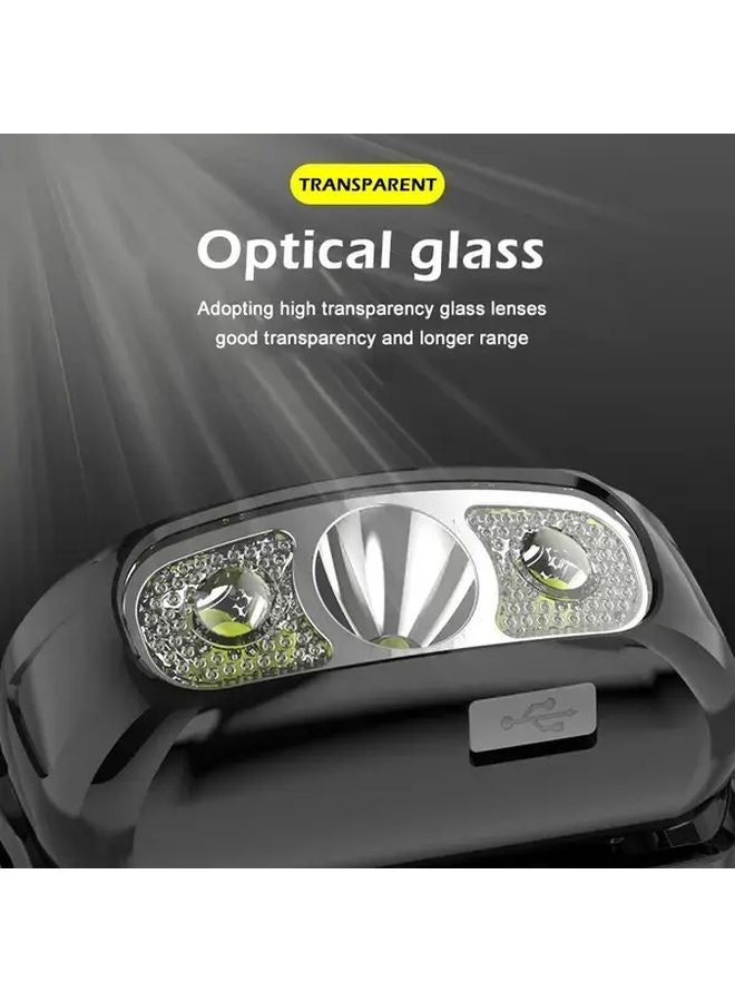 Black Induction Sensor LED Headlamp High Brightness USB Rechargeable Mini Flashlight Portable Camping Searchlight - Image 3