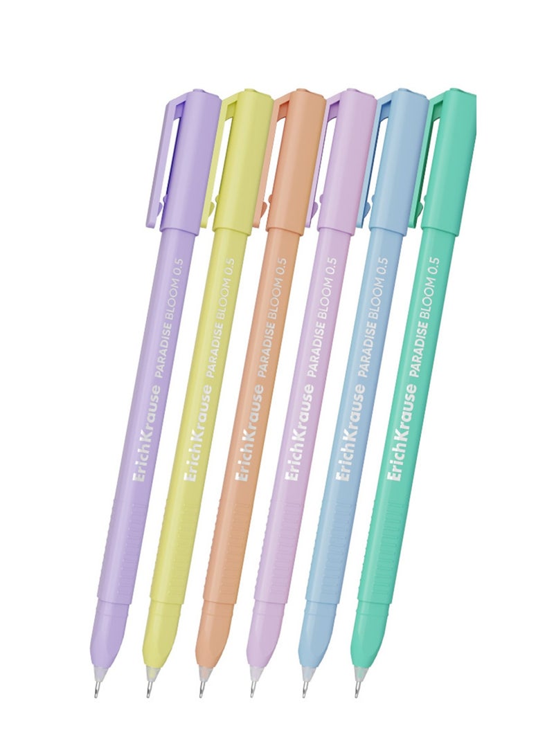 ErichKrause 6-Piece Paradise Gel Pen 0.5mm Tip Pastel Bloom Ink Colours - Image 2