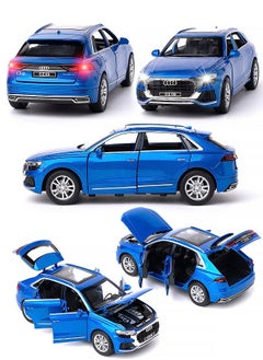 CHE ZHI 1:32 Audi Q8, Alloy Metal Pull Back Die-Cast Car Scale Model Pullback, with Sound Light Mini Auto Toy - Best Gifts Toys (Blue)  - Image 2
