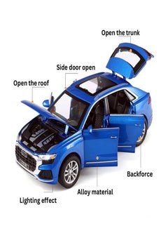 CHE ZHI 1:32 Audi Q8, Alloy Metal Pull Back Die-Cast Car Scale Model Pullback, with Sound Light Mini Auto Toy - Best Gifts Toys (Blue)  - Image 3