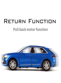CHE ZHI 1:32 Audi Q8, Alloy Metal Pull Back Die-Cast Car Scale Model Pullback, with Sound Light Mini Auto Toy - Best Gifts Toys (Blue)  - Image 4