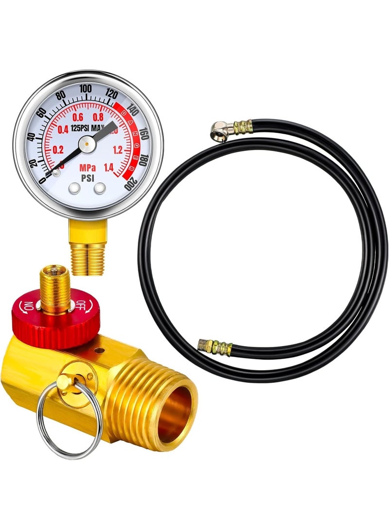 Cobest Air Tank Repair Kit Including Safety Valve, with Pressure Gauge and 4 Feet Air Tank Hose Assembly kit for Portable Carry Tank, 0-200 PSI Pressure Gauge - Image 1