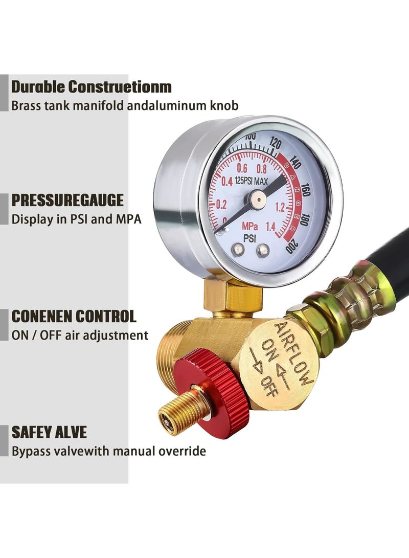 Cobest Air Tank Repair Kit Including Safety Valve, with Pressure Gauge and 4 Feet Air Tank Hose Assembly kit for Portable Carry Tank, 0-200 PSI Pressure Gauge - Image 5