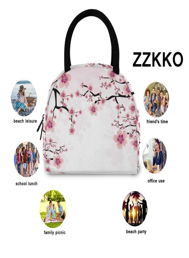 ZZKKO Abstract Cherry Blossom Lunch Bag Box Tote Organizer Lunch Container Insulated Zipper Meal Prep Cooler Handbag For Women Men Home School Office Outdoor Use - Image 3