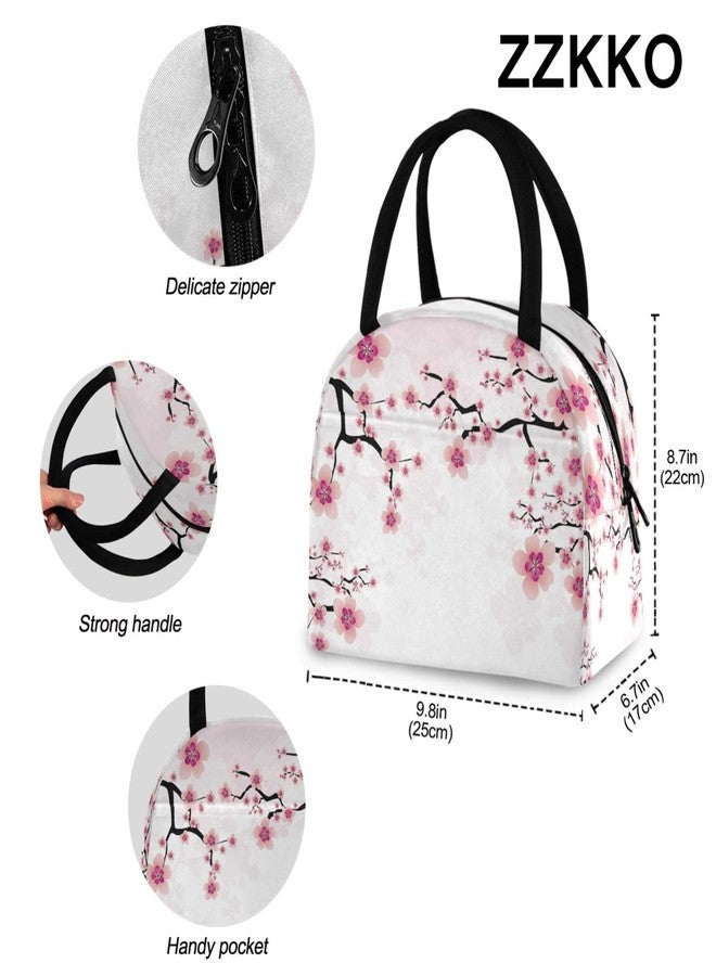 ZZKKO Abstract Cherry Blossom Lunch Bag Box Tote Organizer Lunch Container Insulated Zipper Meal Prep Cooler Handbag For Women Men Home School Office Outdoor Use - Image 4