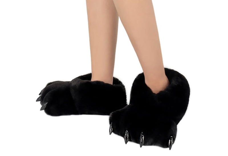 QinRuan Adult Monster Paw Slippers, Fuzzy Animal Claw Comfortable Warm Plush Bear Paw Shoes - Image 2