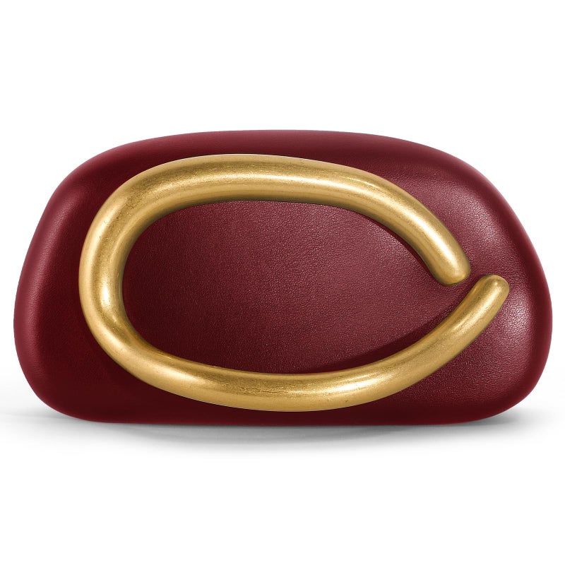 NEWROGENG Clutch Purses for Women Formal, Leather Evening Bags with Chain, Trendy Metal Handle Purses and Handbags 2025, Leather Wine Red - Image 1