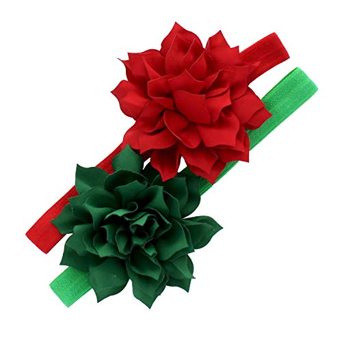 My Lello Baby Petal Flower Headbands Mixed Colors 2-Pack (Red/Green) - Image 1