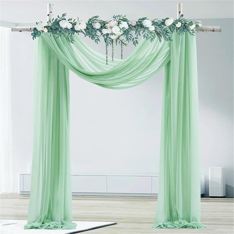 Wedding Arch Sheer Drapes Weddings Party Tulle Fabric Backdrops Chiffon Curtains Decor for Backdrop(Brown,75X1000cm 2pc) - Image 5