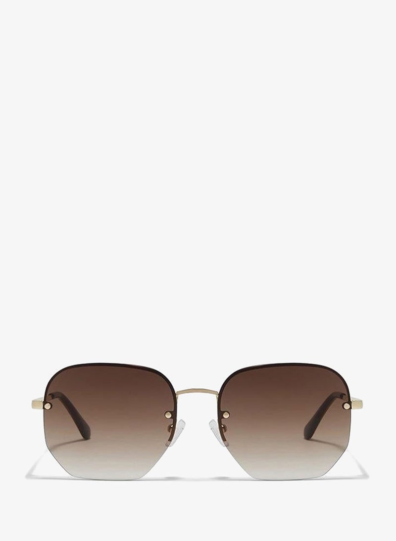 BlackOut NINA II,Unisex Sunglasses, Hexagon Sunglasses, UV Protection: UV400 (Gold,Brown) - Image 1